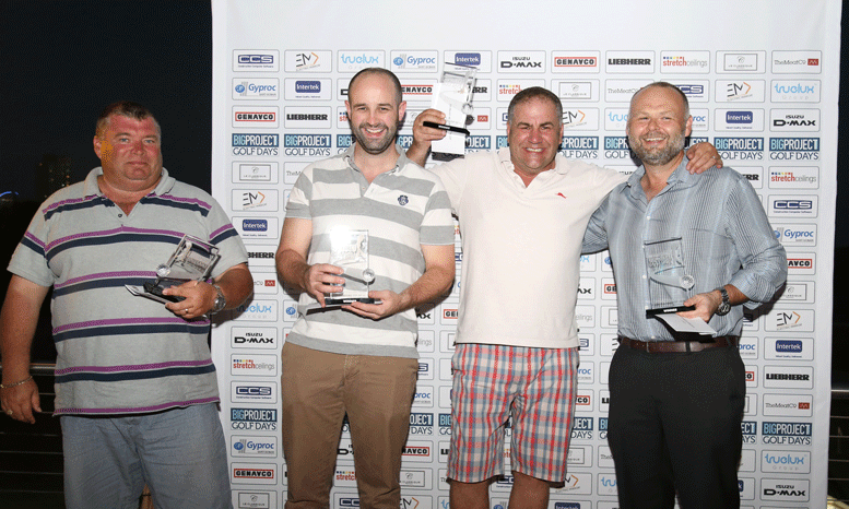 Winners of Big Project ME Contractors Cup 2016: David Lamb, DDM; Gary Williams, AESG Cx; Michael Boyle, AESG Cx; Jason Redgers, Menard.